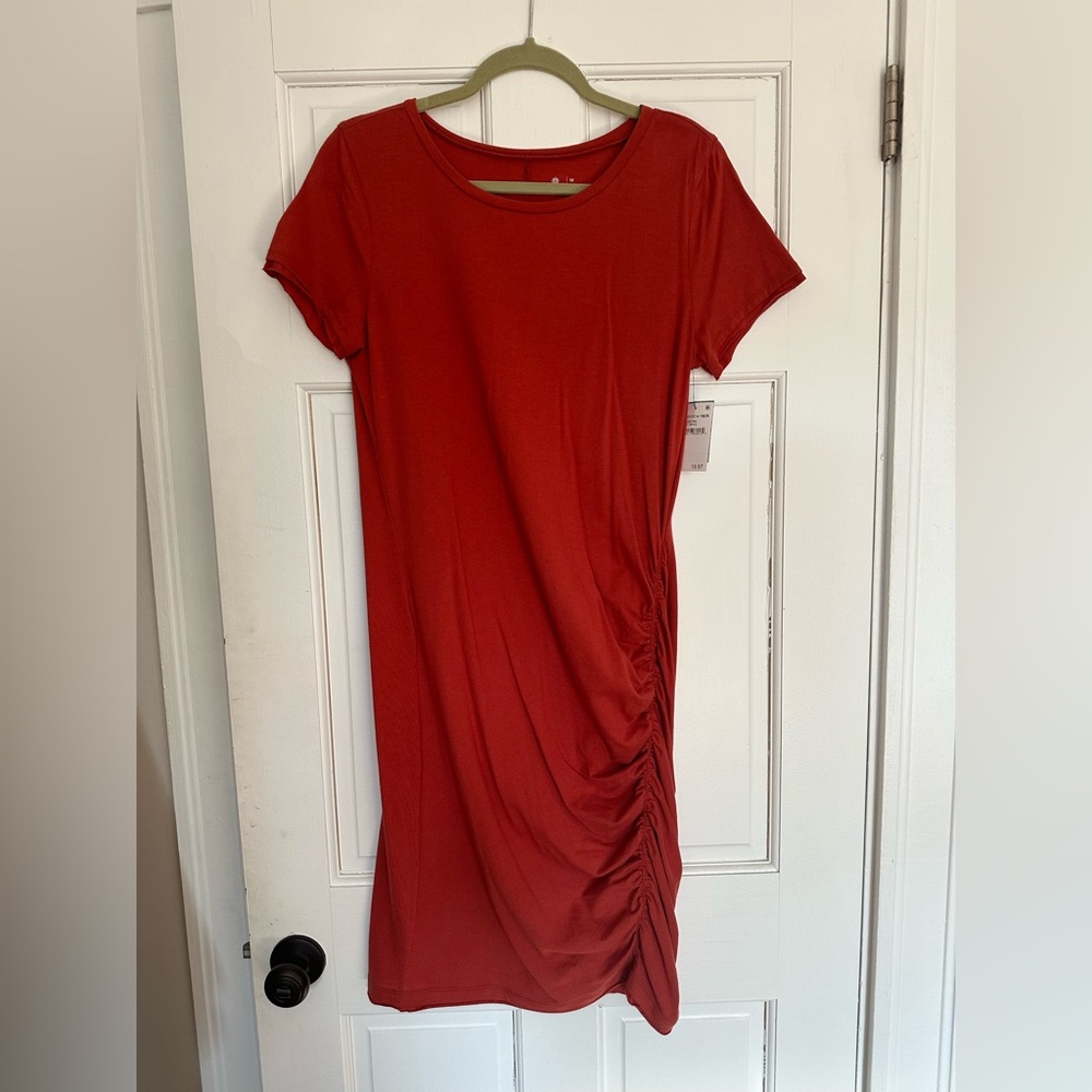 Ruched T-Shirt Dress (Rust Spice) NWT